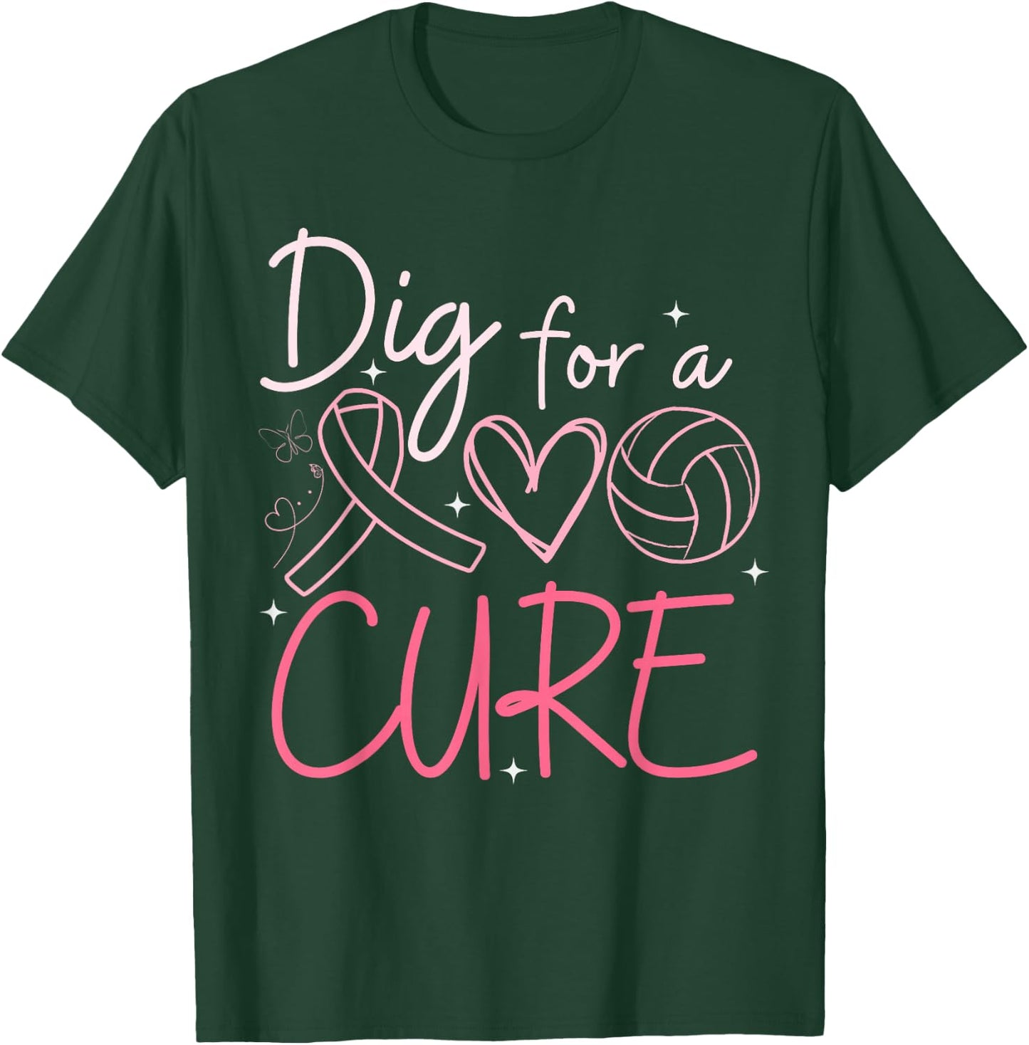 Breast Cancer Awareness Dig For A Cure Volleyball Pink Out T-Shirt - T-Shirt | Forest