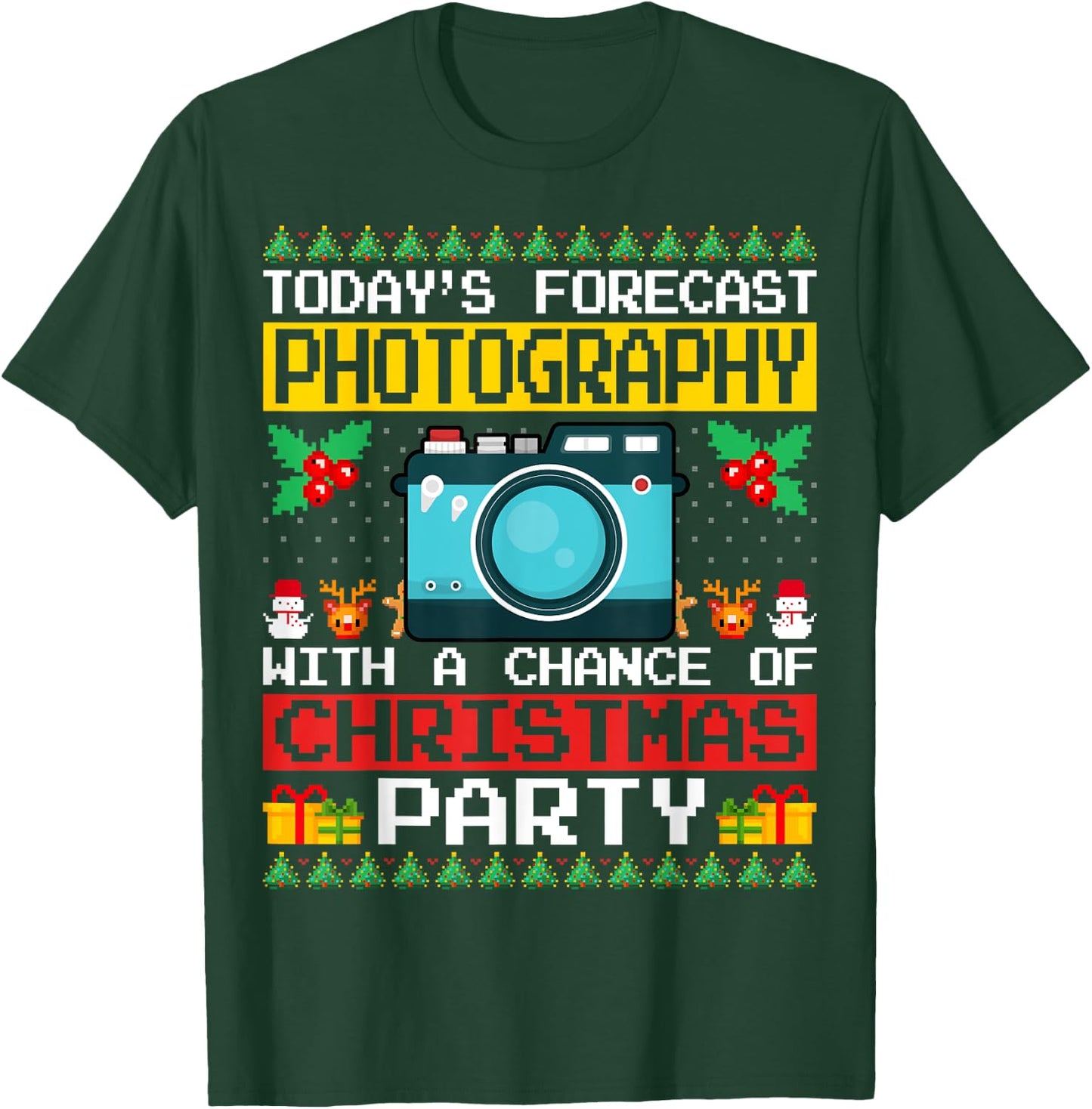 Photography Christmas Party Photographer Xmas Ugly Style T-Shirt - T-Shirt | Forest