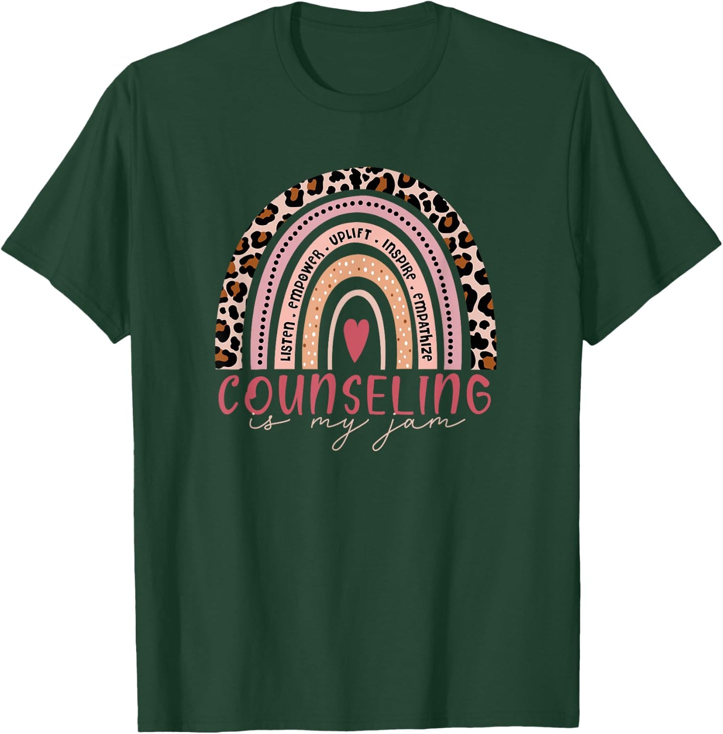 School Counselor Shirt Counseling Is My Jam Leopard Rainbow T-Shirt - T-Shirt | Forest