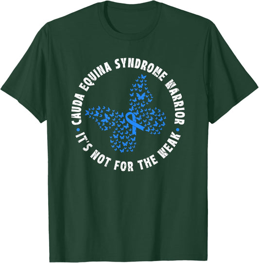 Cauda Equina Syndrome Warrior Blue Ribbon Butterfly T-Shirt - T-Shirt | Forest