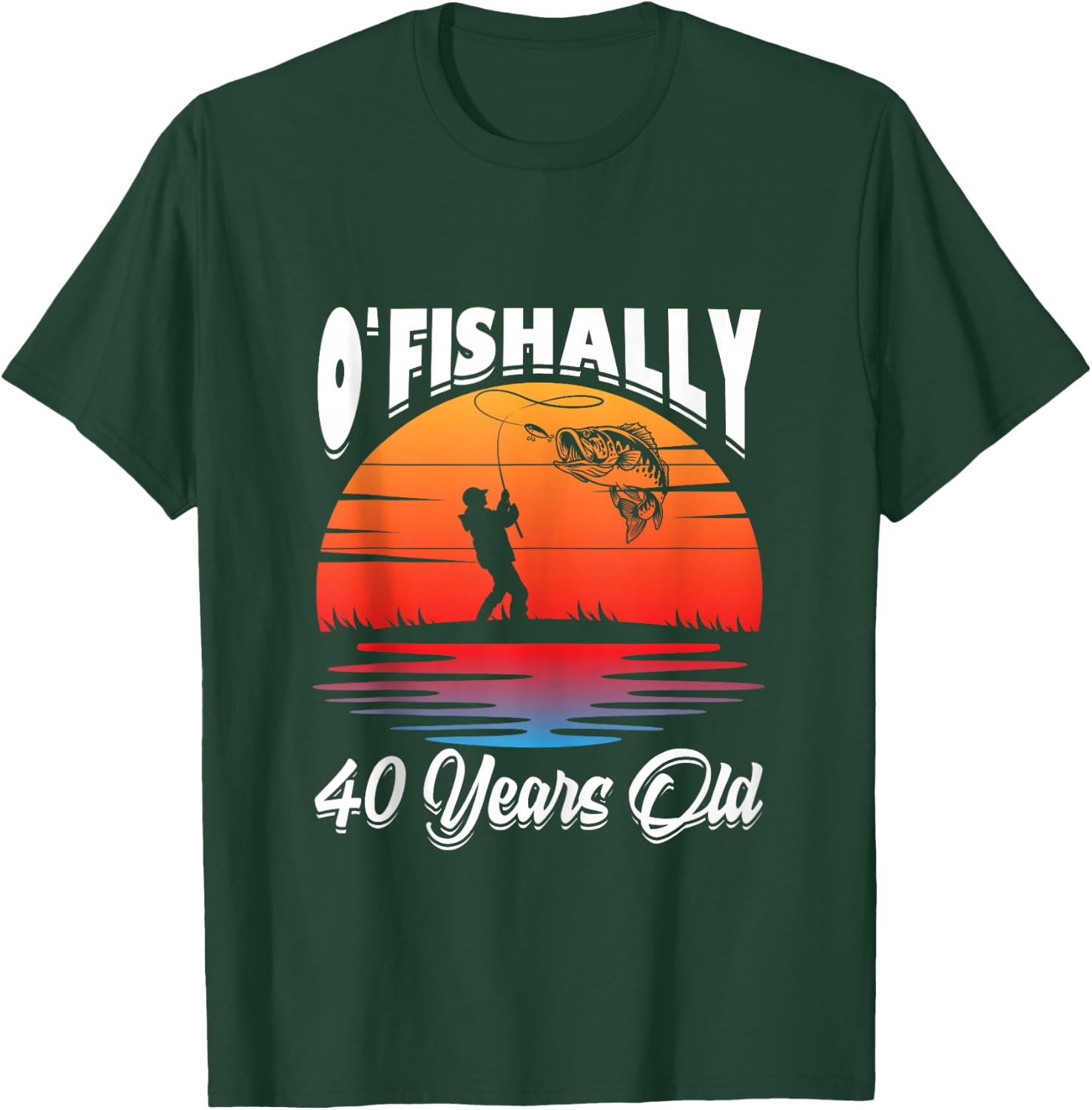 Ofishally 40 Years Old Fisherman 40th Birthday Party Fishing T-Shirt - T-Shirt | Forest