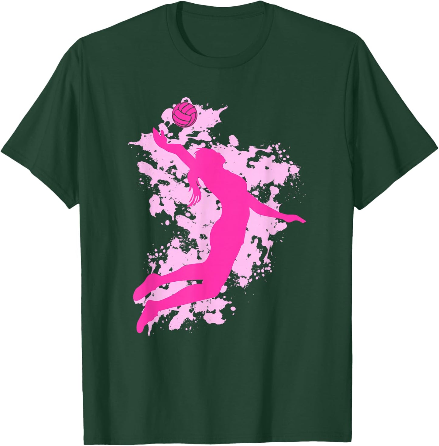 Female Volleyball Player Splash T-Shirt - T-Shirt | Forest