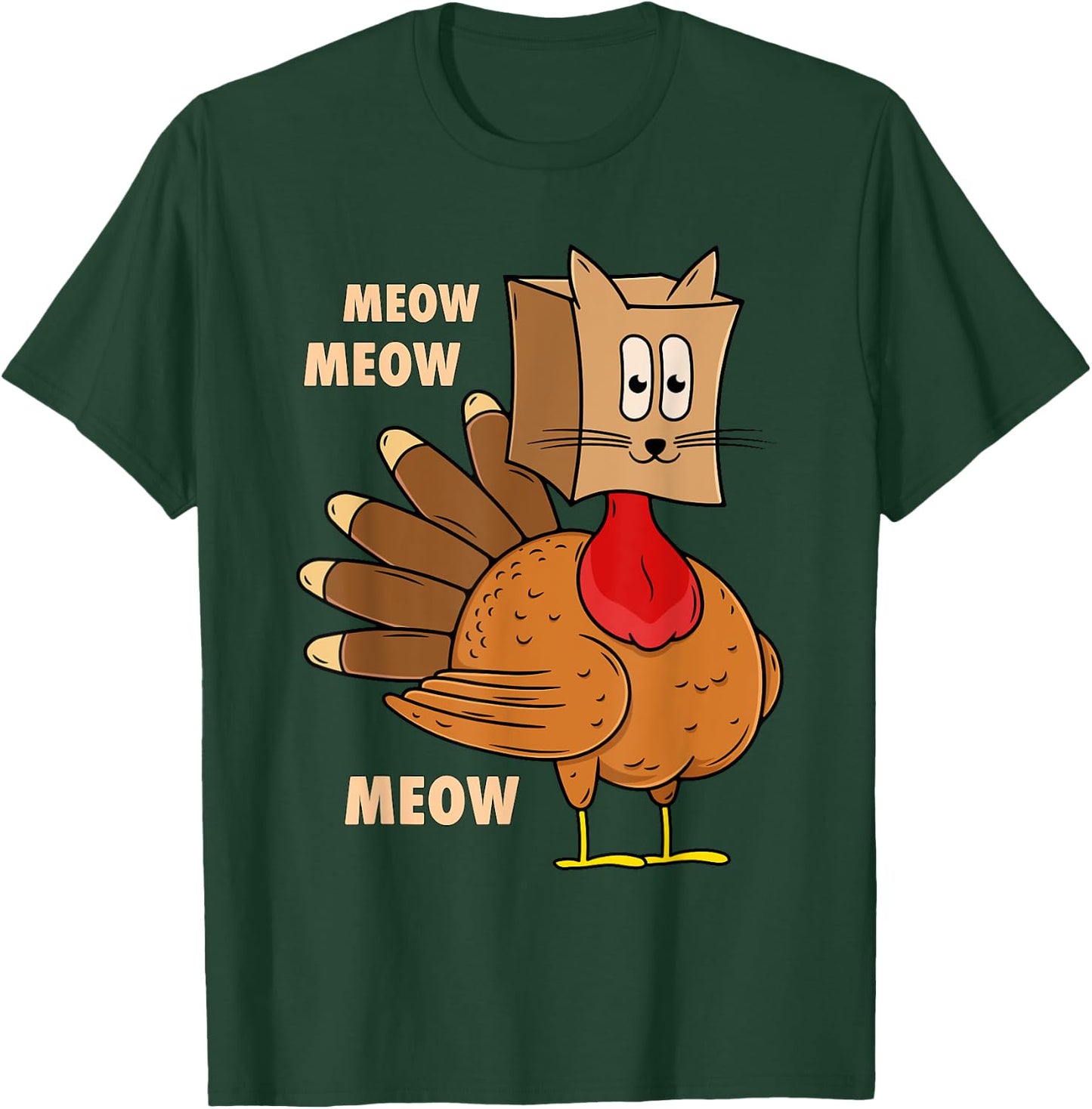 Thanksgiving Turkey Cat Funny Thanksgiving Men Women T-Shirt - T-Shirt | Forest