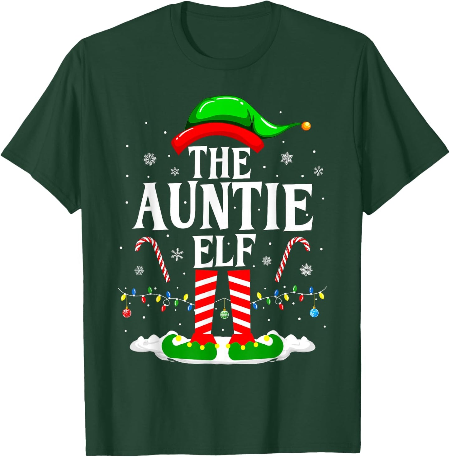 The Auntie Elf Funny Xmas Elf Matching Family Christmas T-Shirt - T-Shirt | Forest