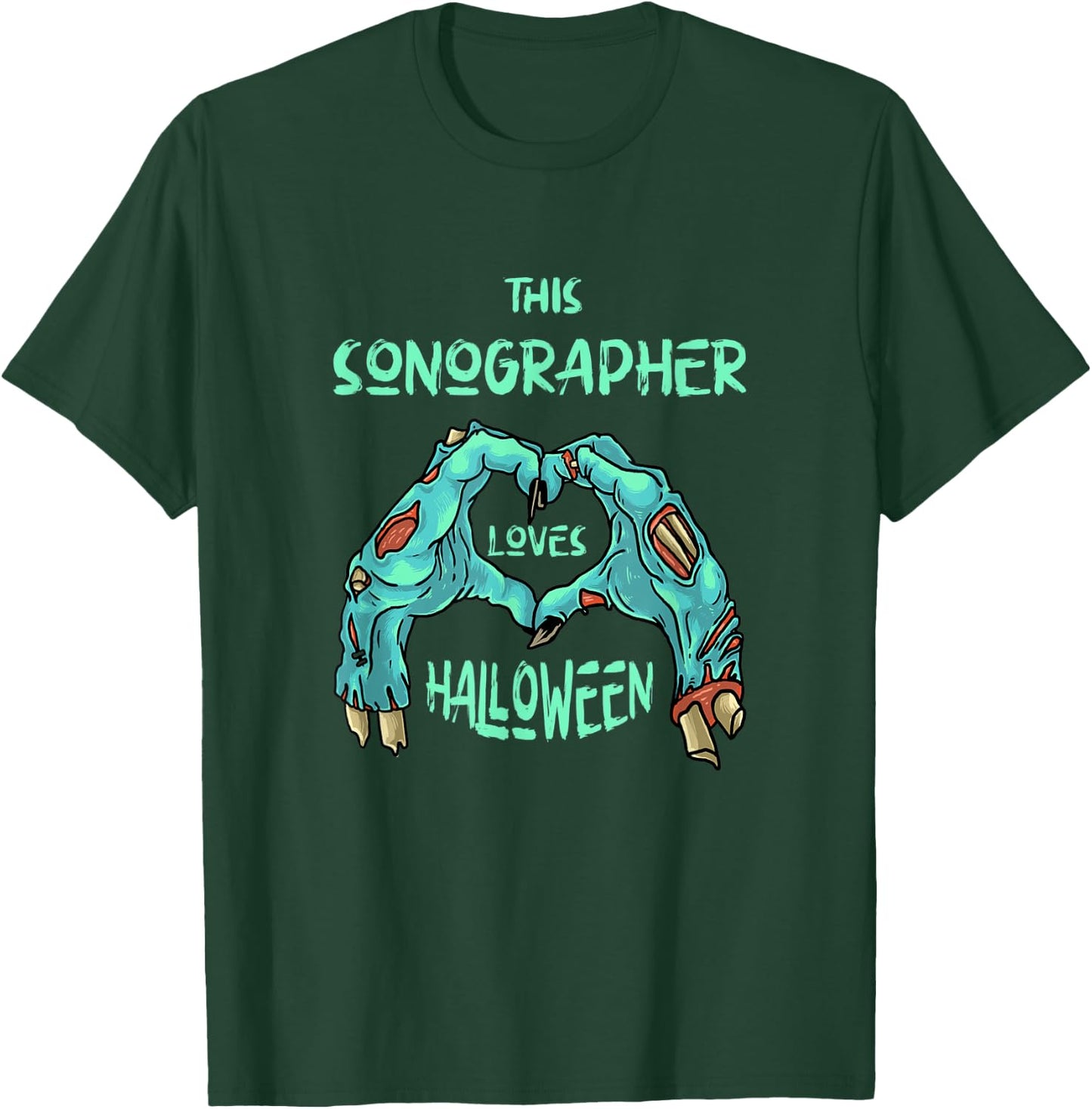 This Sonographer Loves Halloween Ultrasound Tech Zombie T-Shirt - T-Shirt | Forest