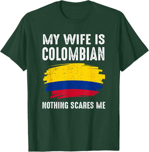 My Wife Is Colombian Colombia Pride Flag Heritage Roots T-Shirt - T-Shirt | Forest
