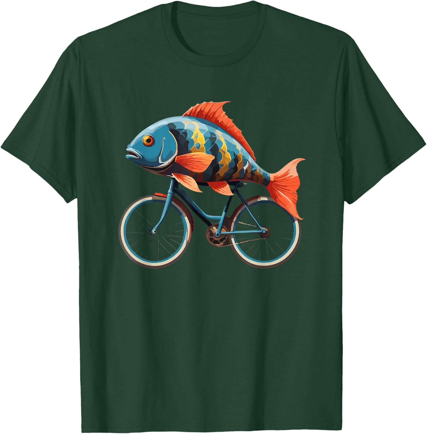 Cute Fish riding a bike, Fish and Bike T-Shirt - T-Shirt | Forest