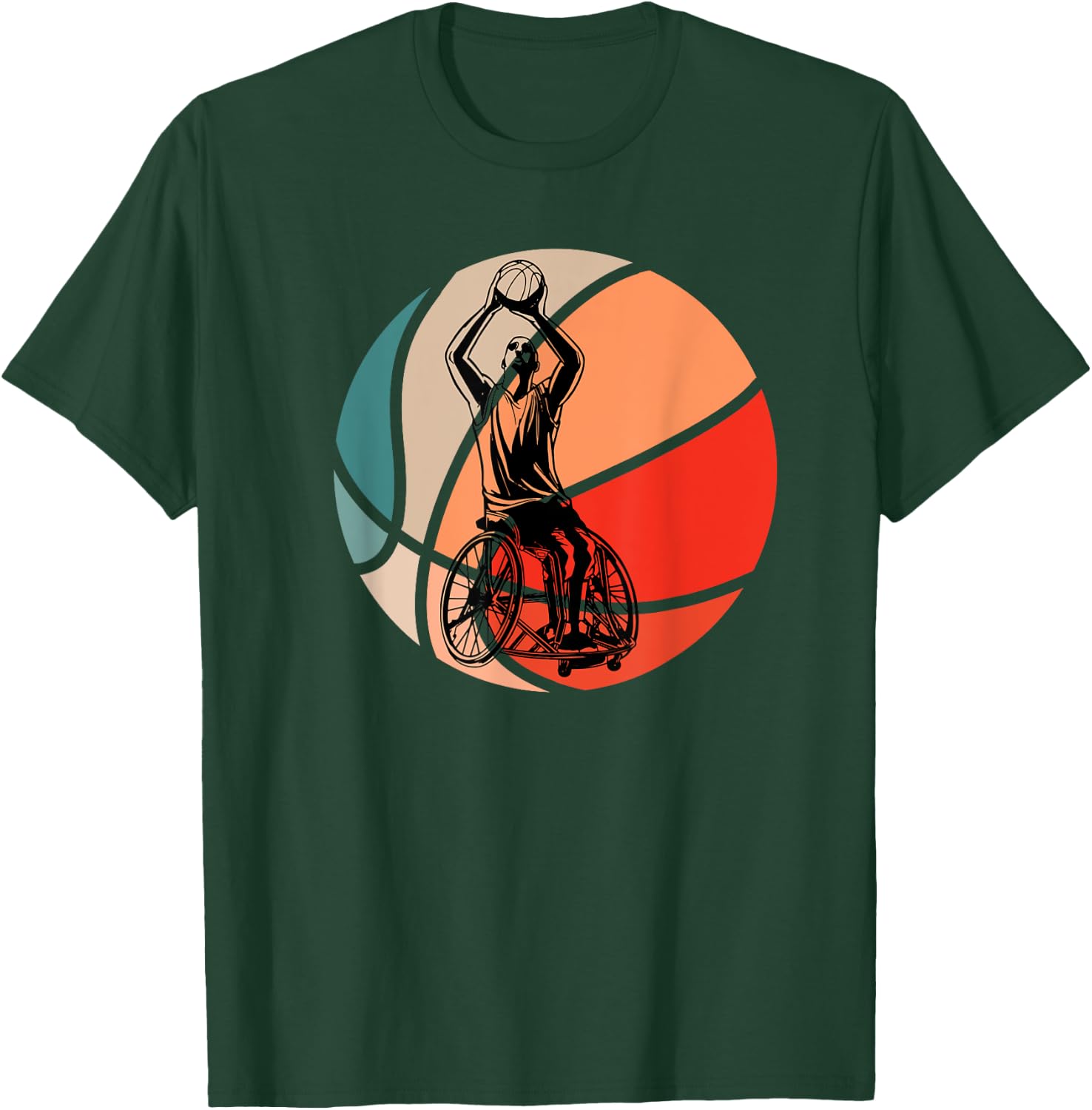 Retro Vintage Wheelchair Basketball T-Shirt - T-Shirt | Forest