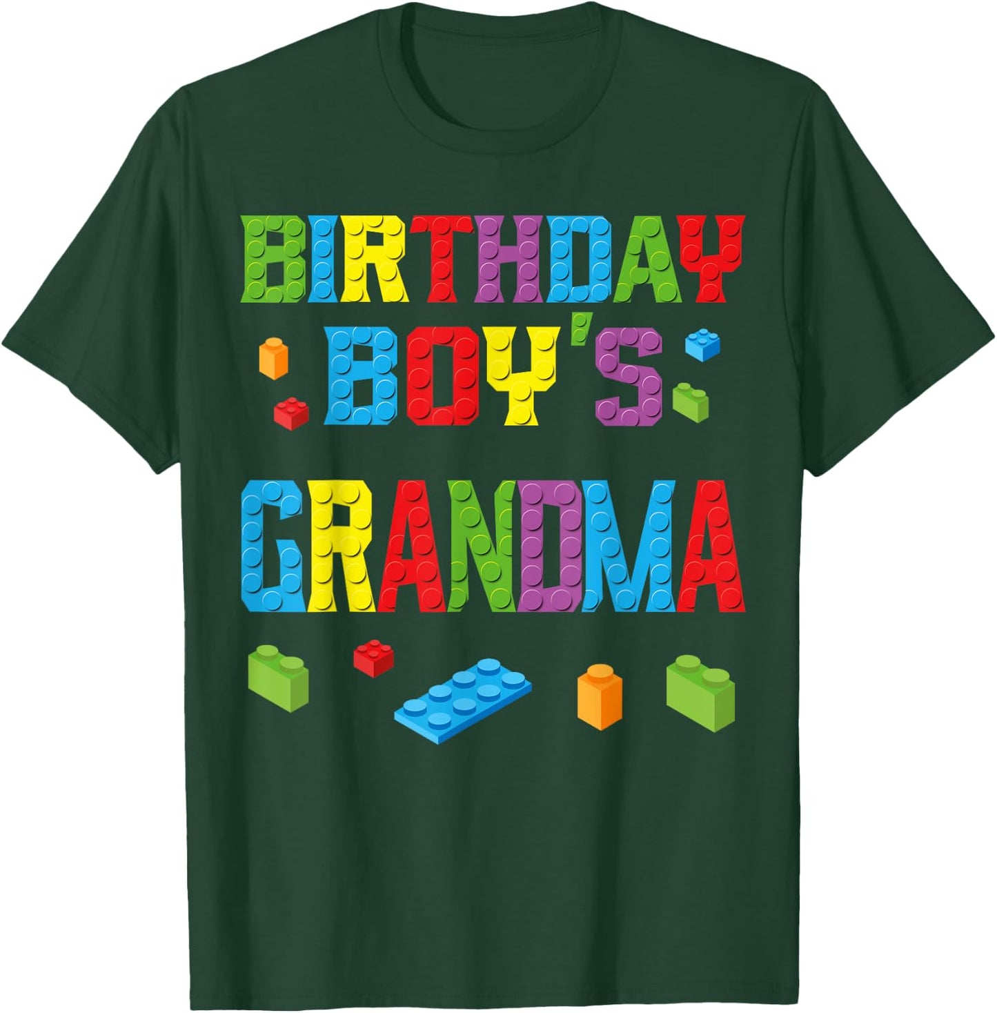 Master Builder Birthday Boy's Grandma Building Bricks Blocks T-Shirt - T-Shirt | Forest