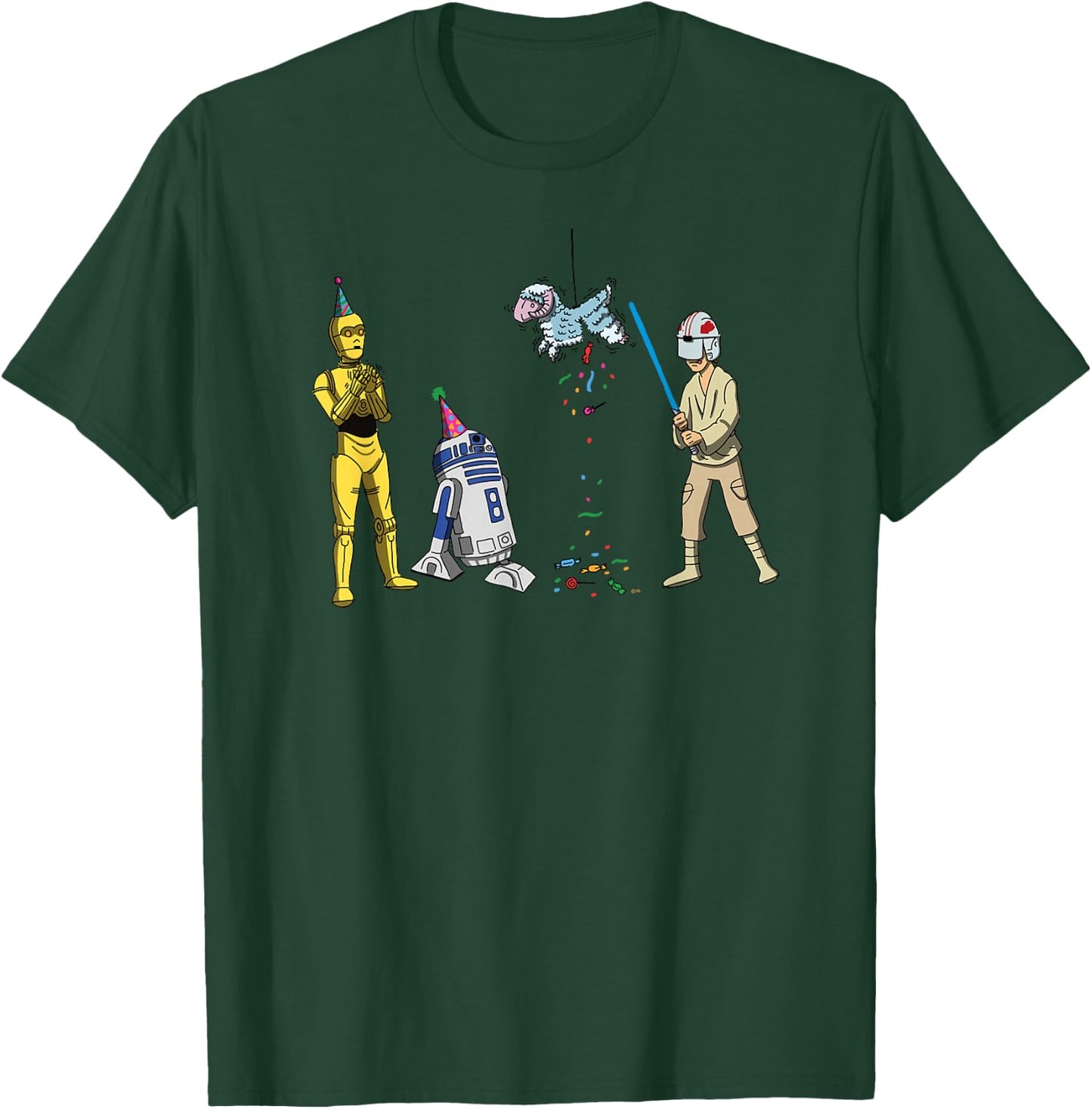 Star Wars Luke Skywalker Jedi Droids Tauntaun Piñata Funny T-Shirt - T-Shirt | Forest