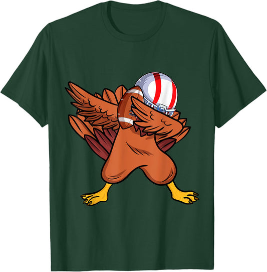 Dabbing Football Player Boys Men dabbing turkey thanksgiving T-Shirt - T-Shirt | Forest