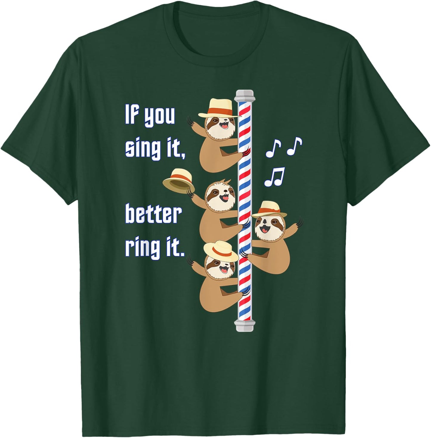 Barbershop Quartette Funny Singing Sloth T-Shirt - T-Shirt | Forest