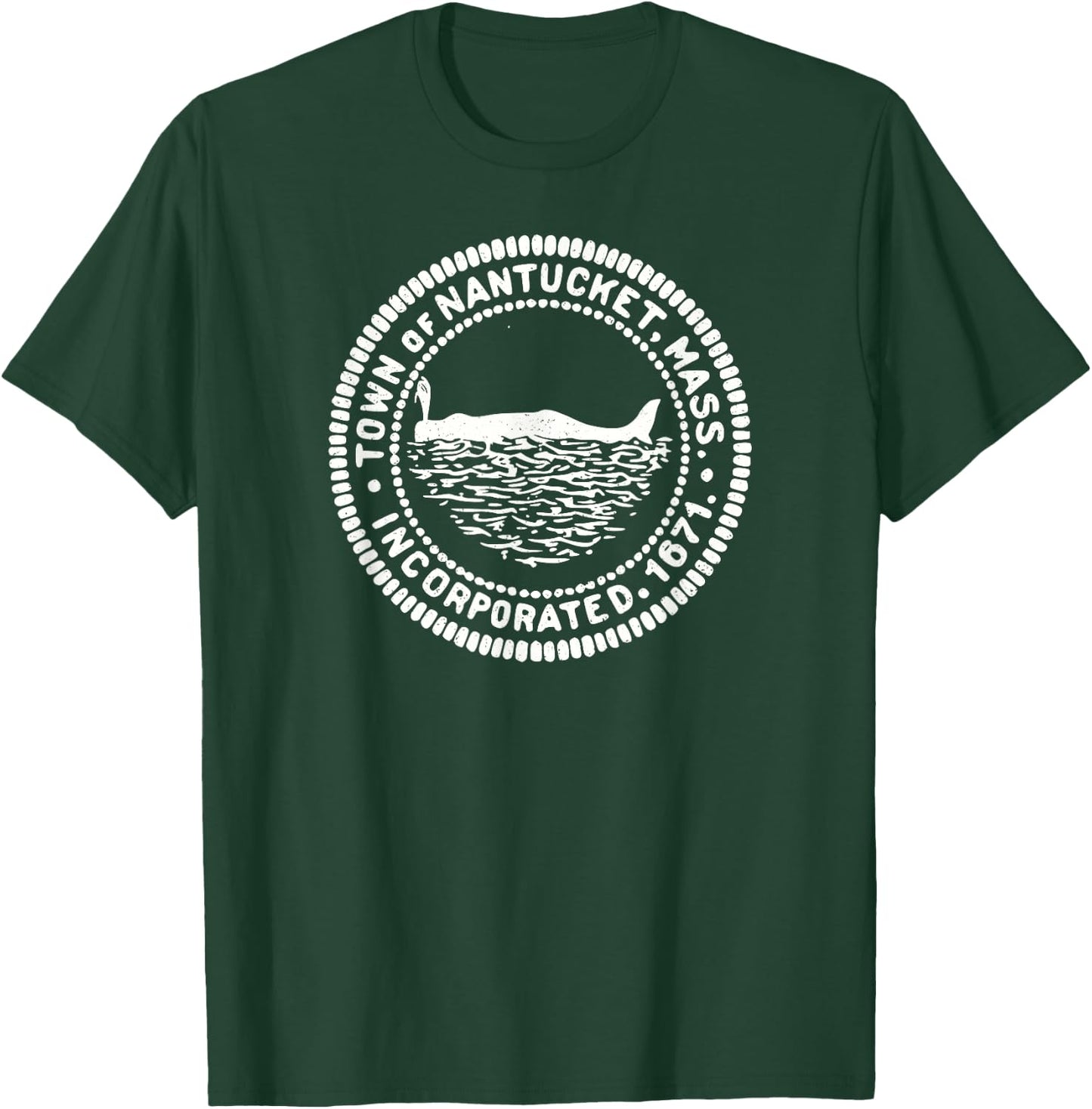 Nantucket Massachusetts Flag Seal T-Shirt - T-Shirt | Forest