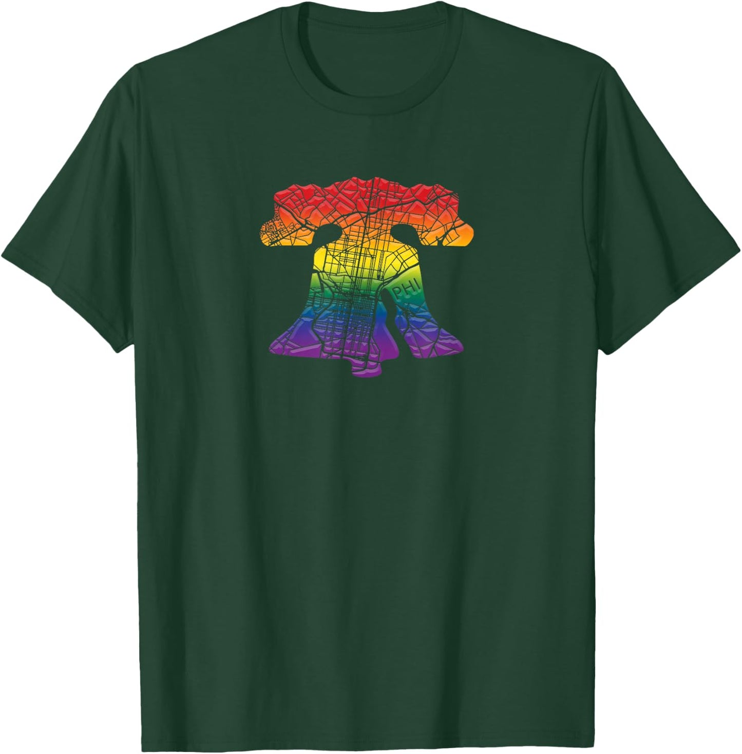 Rainbow Gay Pride Love Philly Liberty Bell 215 Philadelphia T-Shirt - T-Shirt | Forest