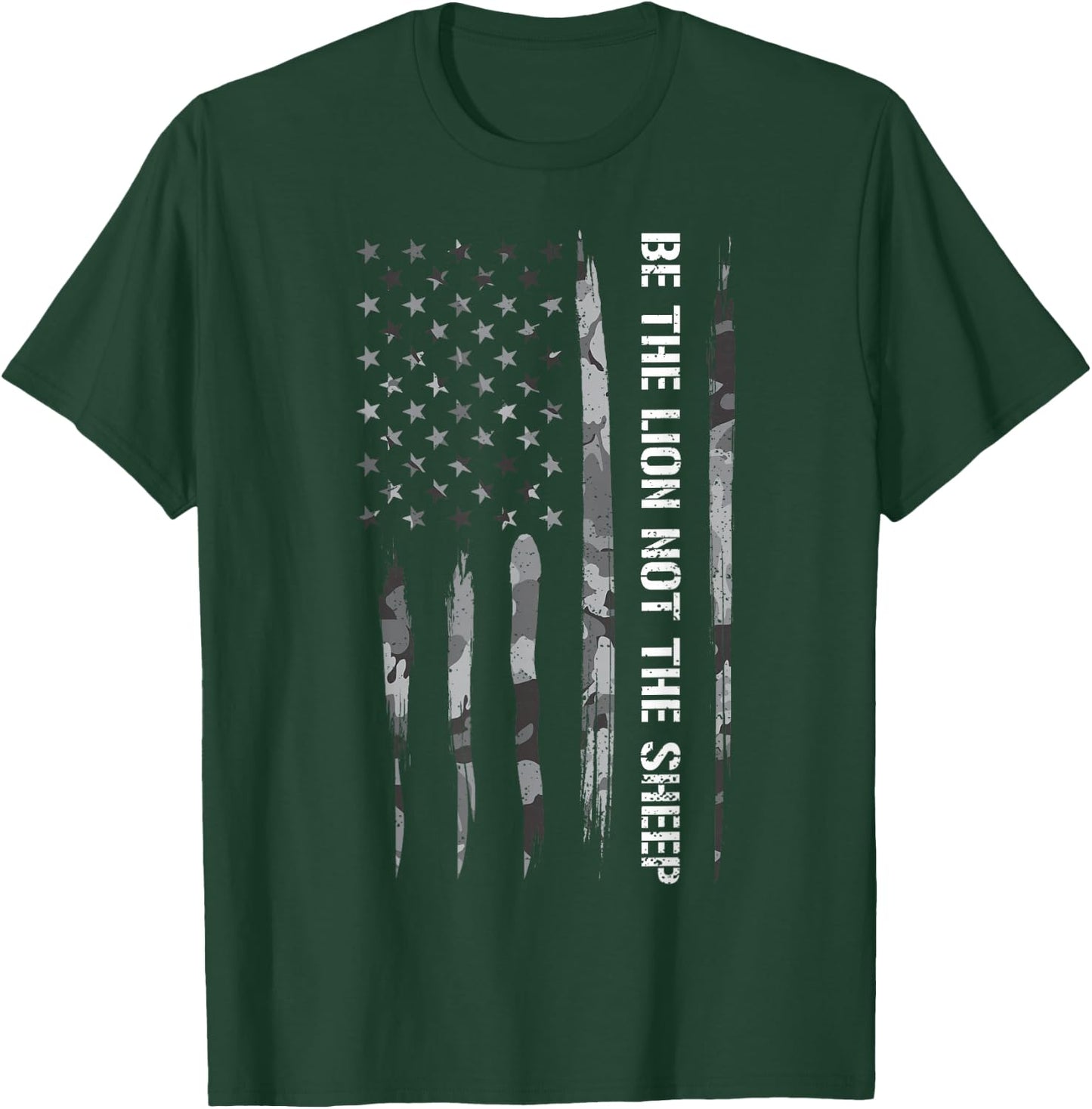 Conservative: Be The Lion Not The Sheep - American Flag T-Shirt - T-Shirt | Forest