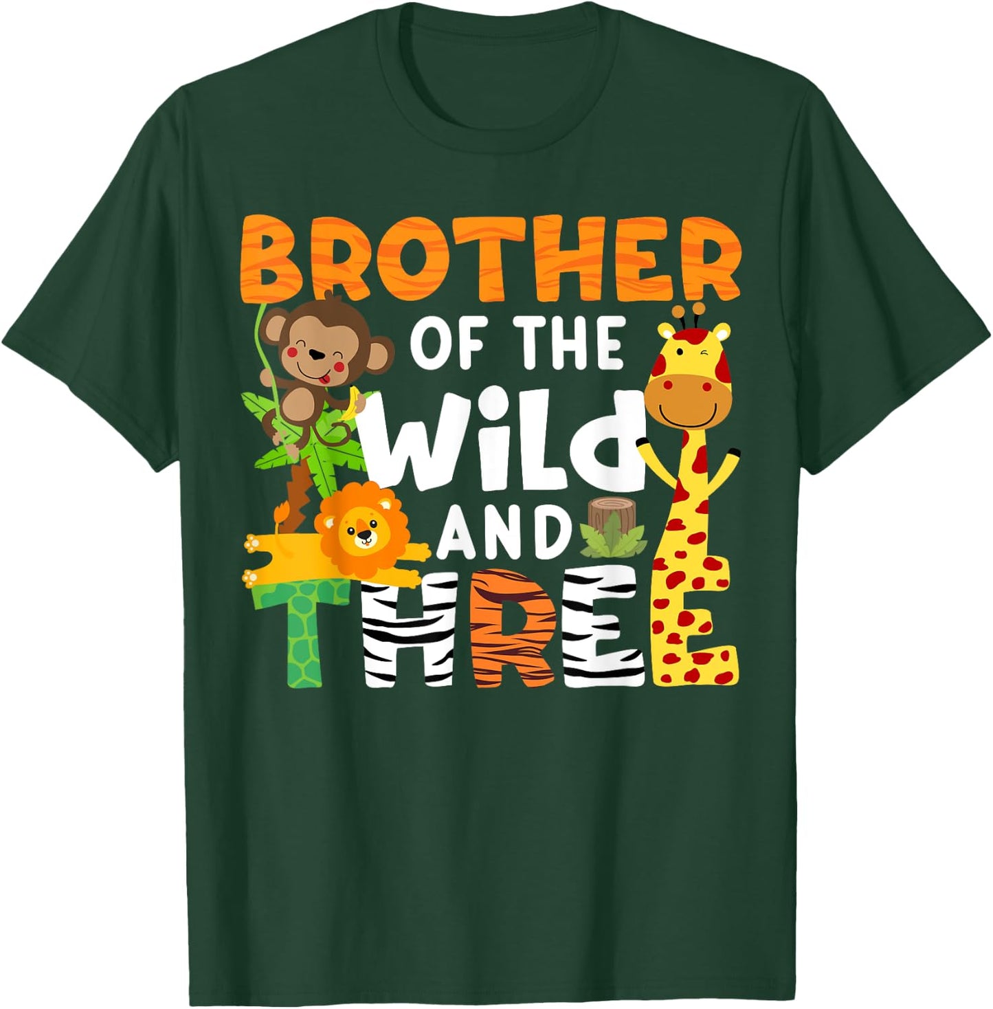 Brother Of The Wild and Three Zoo Theme Party Safari Jungle T-Shirt - T-Shirt | Forest