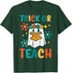 Ghost Books Trick Or Teach Retro Groovy Halloween Teacher T-Shirt - T-Shirt | Forest