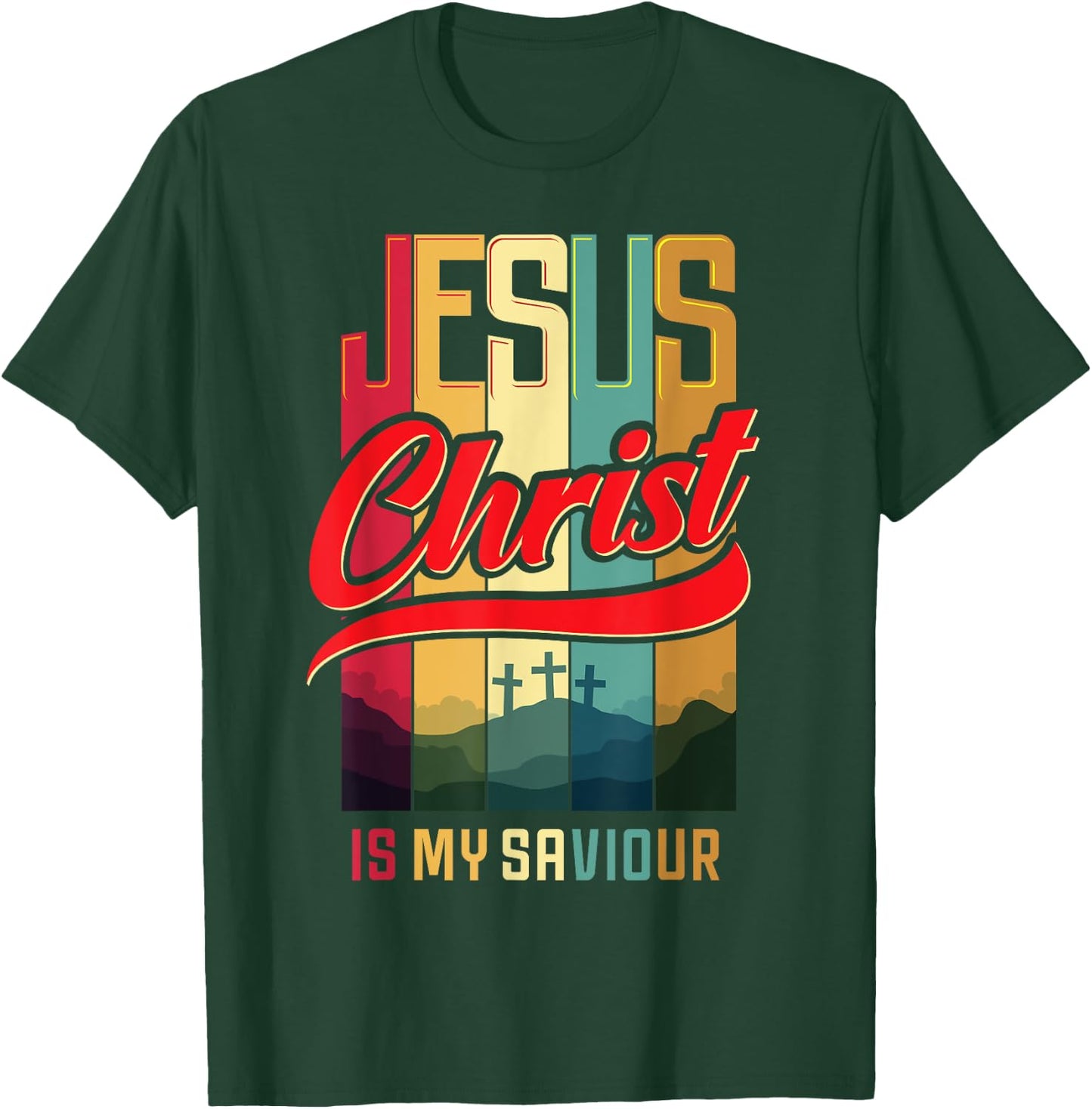 WORTHY WEAR Christian Design Jesus Christ Is My Saviour and King - Black - Small - -Adults - Short Sleeve - Classic Fit - Cotton, Polyester T-Shirt - T-Shirt | Forest