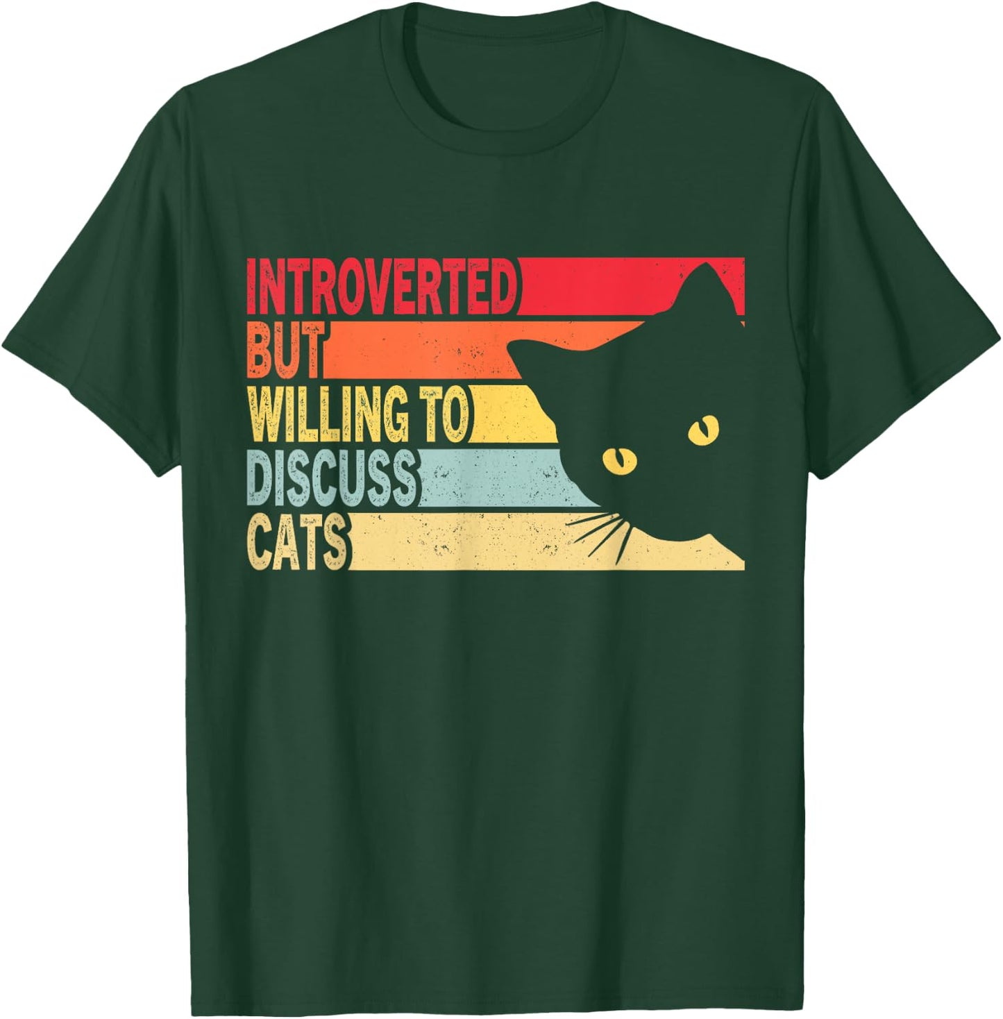 Introverted But Willing To Discuss Cats Vintage Cat Lover Women T-Shirt - T-Shirt | Forest
