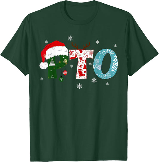 PTO Santa Hat Reindeer Parent Teacher Organization Christmas T-Shirt - T-Shirt | Forest