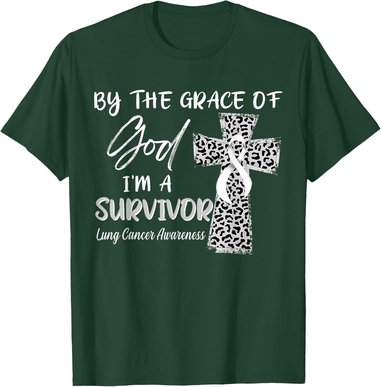 I'm A Survivor Lung Cancer Awareness White Ribbon T-Shirt - T-Shirt | Forest