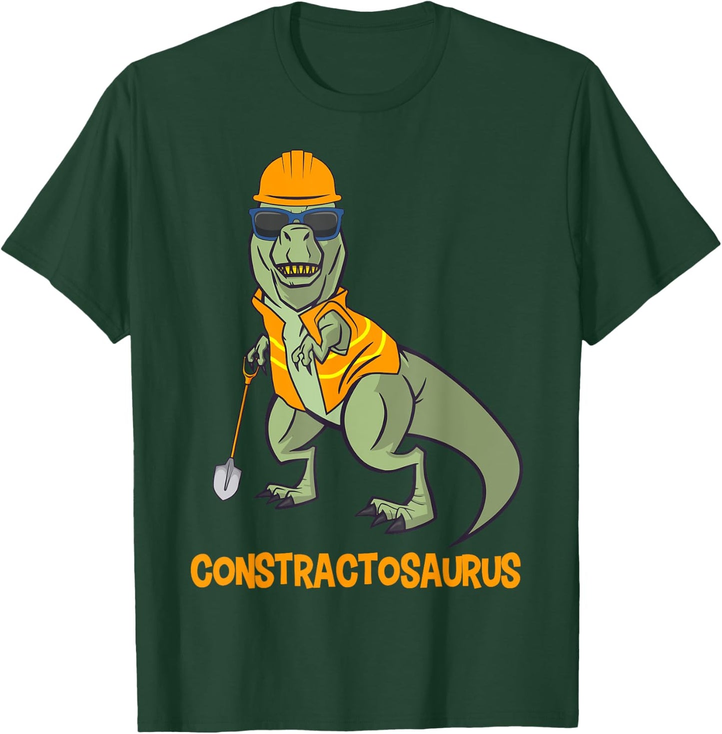 Constractosaurus Funny Construction Worker Dinosaur T-Rex T-Shirt - T-Shirt | Forest