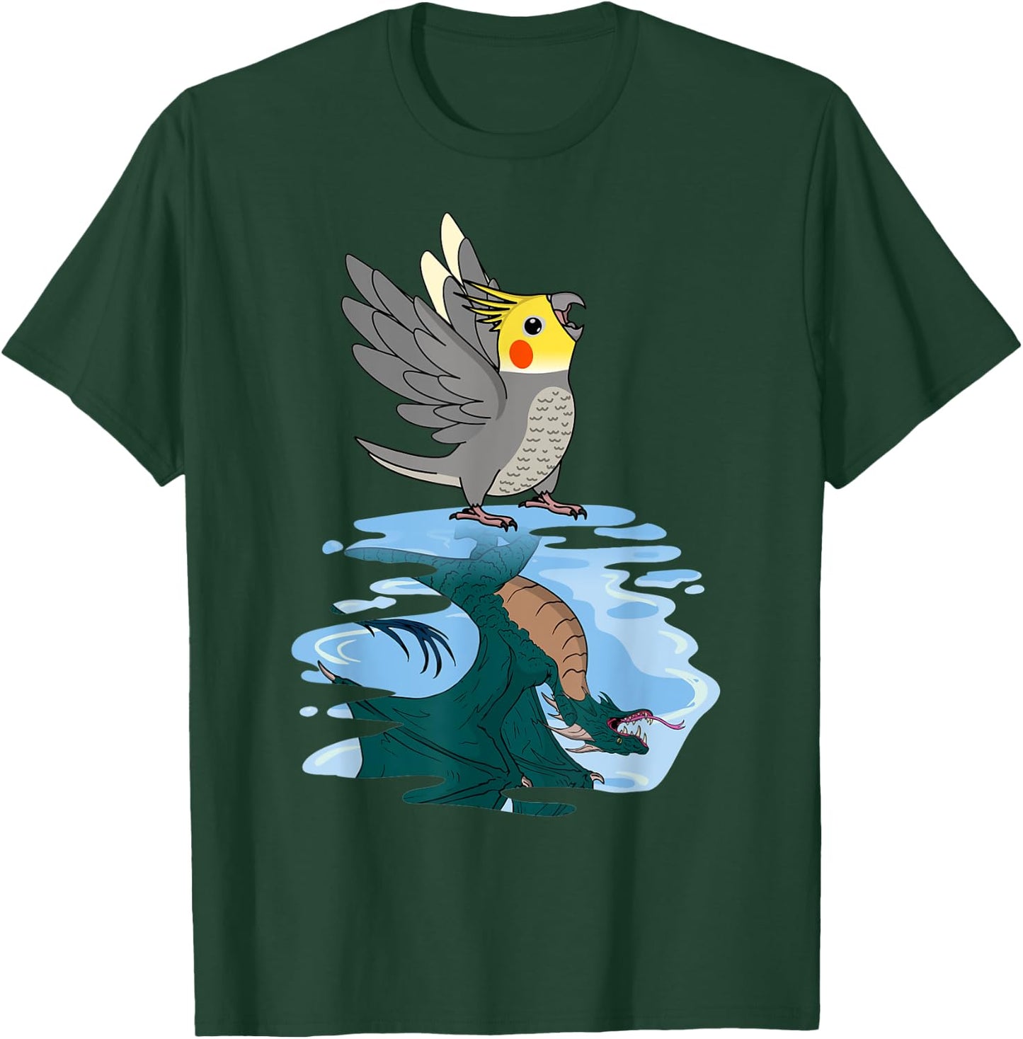 Parrot & Dragon Reflection I Cockatiel T-Shirt - T-Shirt | Forest