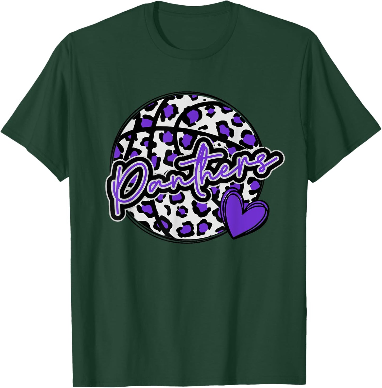 Leopard Cheetah Basketball PANTHERS Purple Spirit Game T-Shirt - T-Shirt | Forest