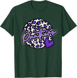 Leopard Cheetah Basketball PANTHERS Purple Spirit Game T-Shirt - T-Shirt | Forest