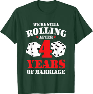 Couples Married 4 Years - Funny 4th Wedding Anniversary T-Shirt - T-Shirt | Forest