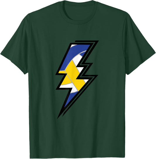 Volleyball Lightning Bolt Volleyball Mom Dad Game Day T-Shirt - T-Shirt | Forest