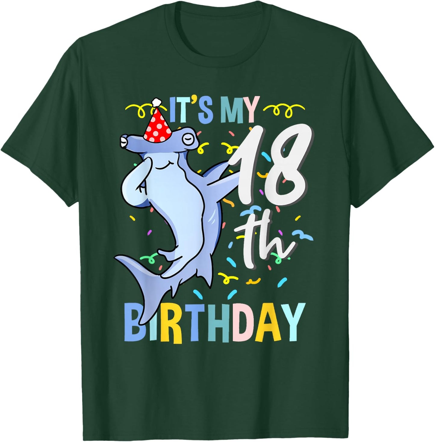 Its My 18th Birthday Dabbing Hammerhead Shark T-Shirt - T-Shirt | Forest