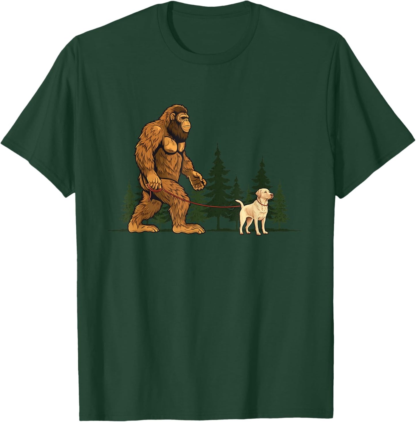 Funny Labrador Retriever Bigfoot Dog Walking Dog Mom Dad Kid T-Shirt - T-Shirt | Forest