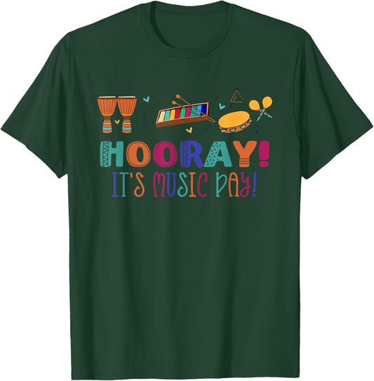 HOORAY! IT'S MUSIC DAY! Musical Note Teacher Musician Meme Women Kids T-Shirt - T-Shirt | Forest