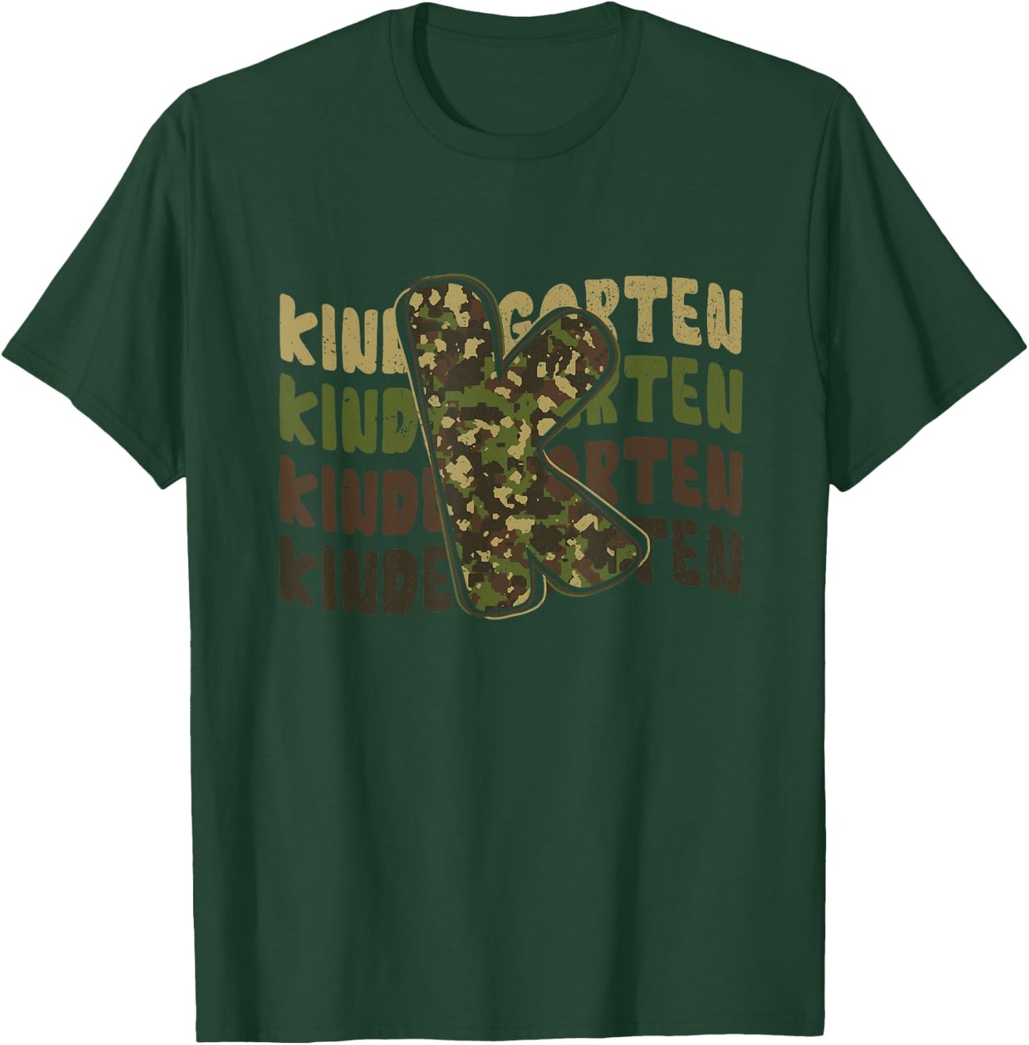 Kindergarten Camo Camouflage Boy Teacher Back To School T-Shirt - T-Shirt | Forest
