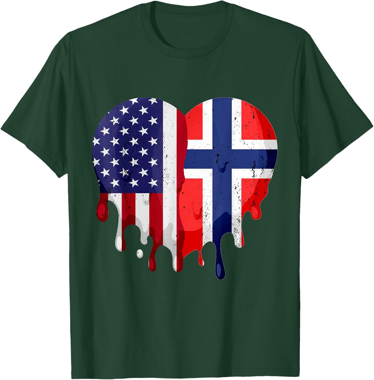American Norwegian Heritage Month Norway Flag Heart T-Shirt - T-Shirt | Forest
