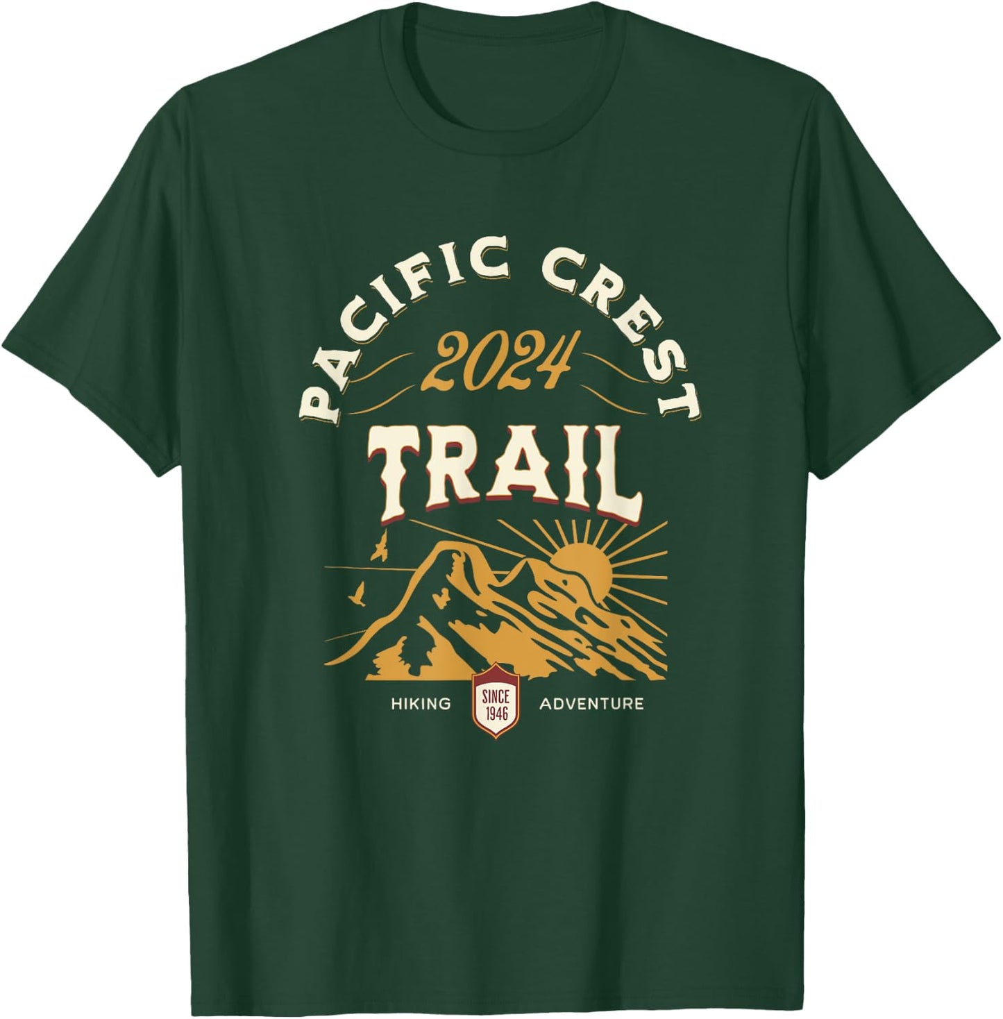 Pacific Crest Trail Apparel -Adults Black Vintage Modern Mix Small Short Sleeve Hiking Vacation T-Shirt - T-Shirt | Forest