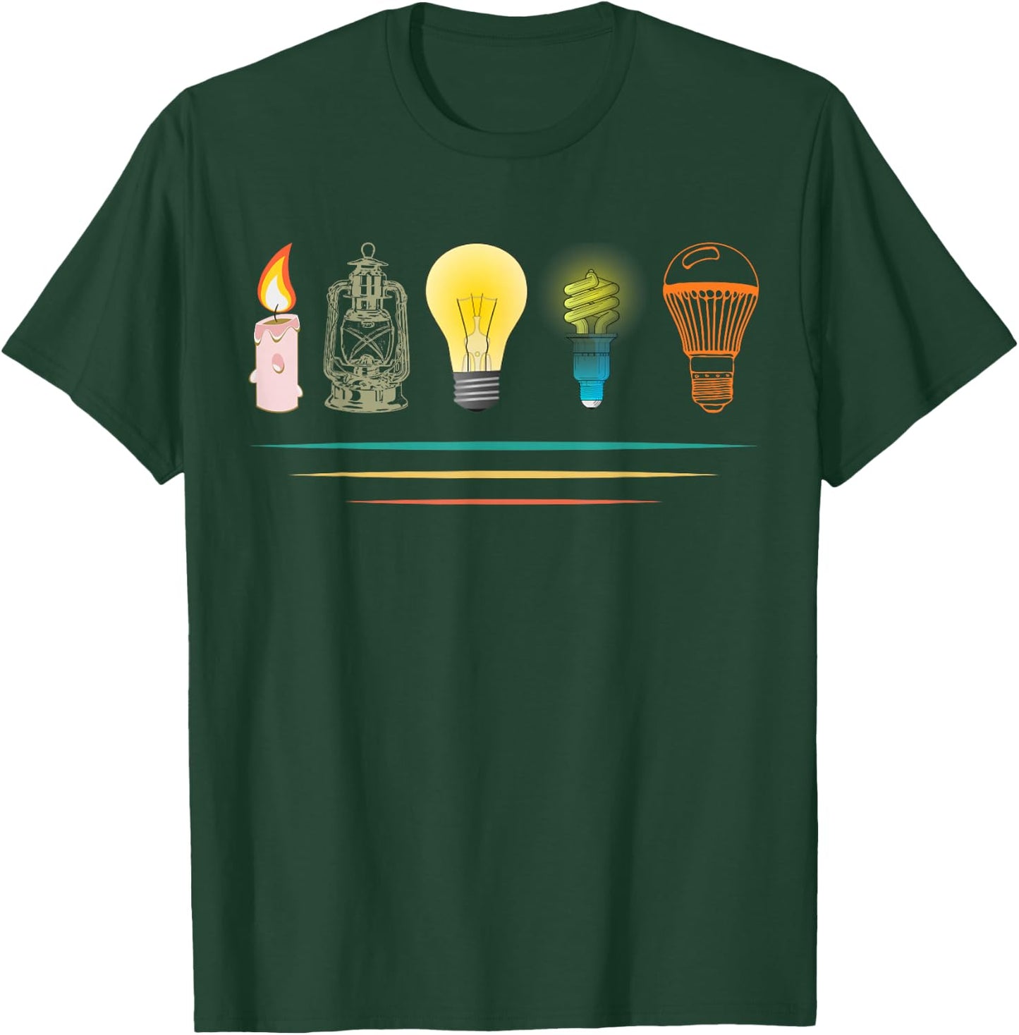 Evolution of light lighting electricity funny electrician T-Shirt - T-Shirt | Forest