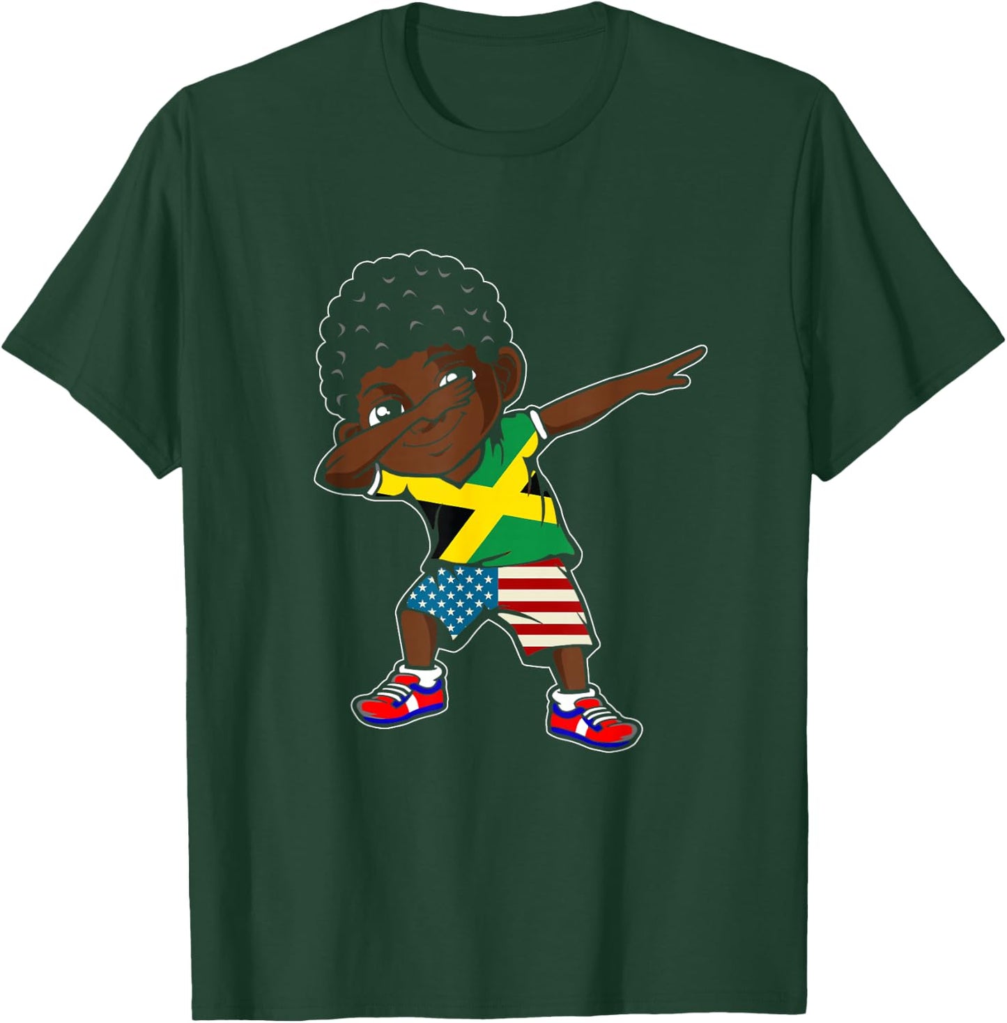 Half American Half Jamaican Boy Kid Jamaica Flag Patriotic T-Shirt - T-Shirt | Forest