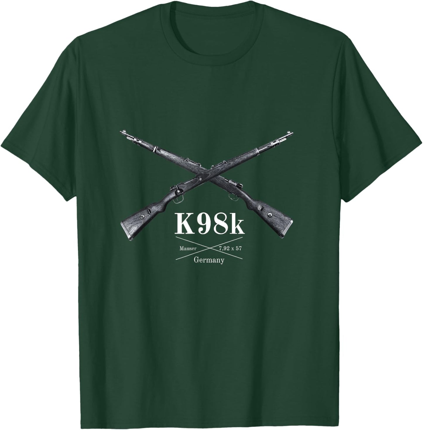 K98k German Ordnance Rifle Crossed - Mauser 7,92 x 57 T-Shirt - T-Shirt | Forest
