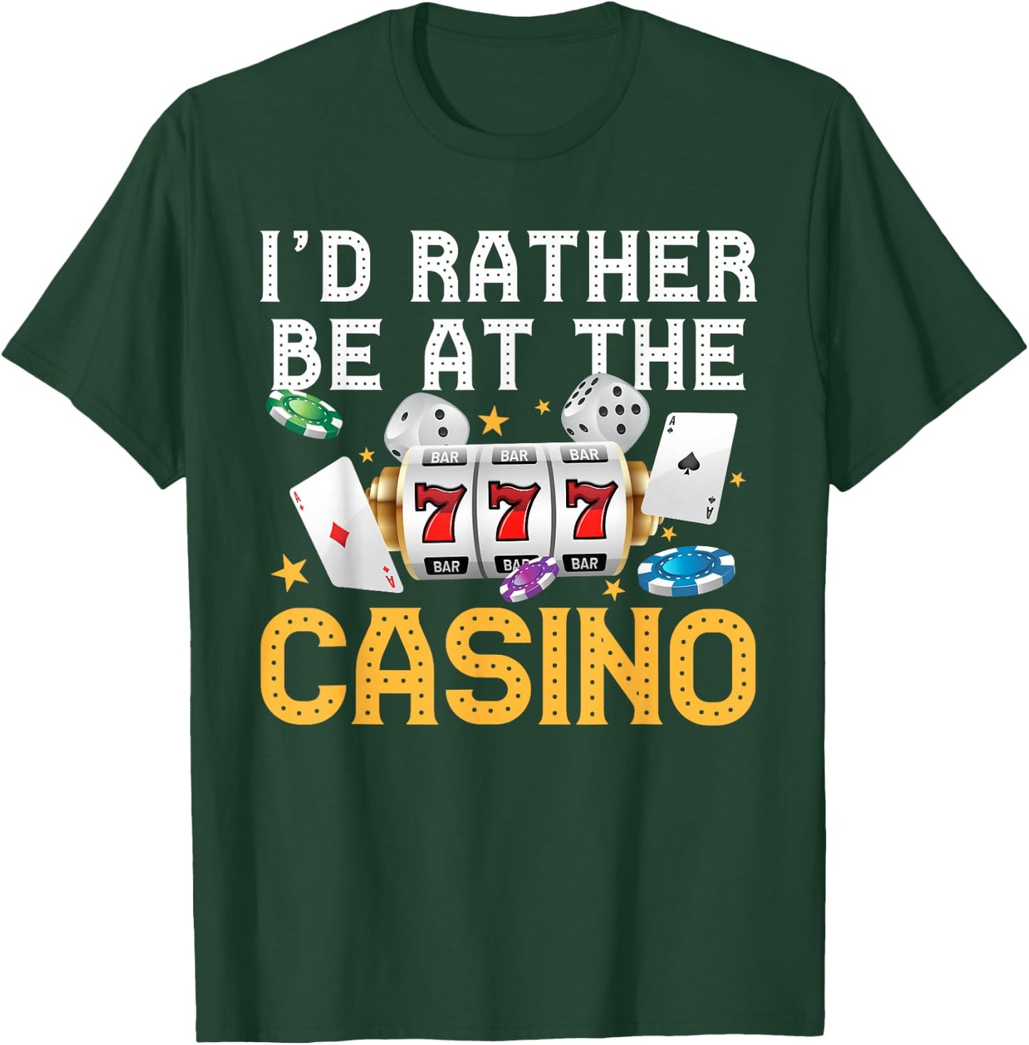 Funny Casino Gambling Art Men Women Las Vegas Slot Machine T-Shirt - T-Shirt | Forest