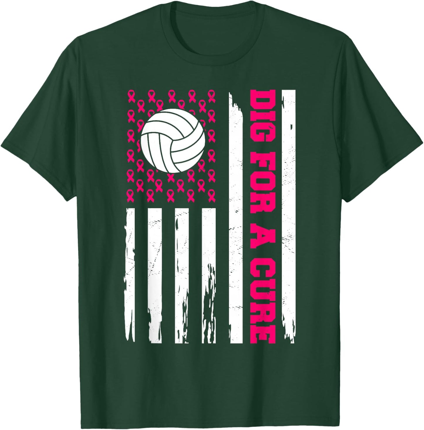 Dig For A Cure Breast Cancer Awareness Volleyball Pink T-Shirt - T-Shirt | Forest