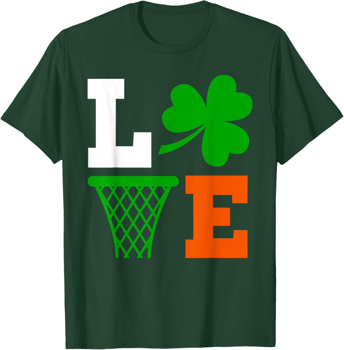 Irish Cute Funny Basketball St Patrick's Day Lucky Shamrock T-Shirt - T-Shirt | Forest