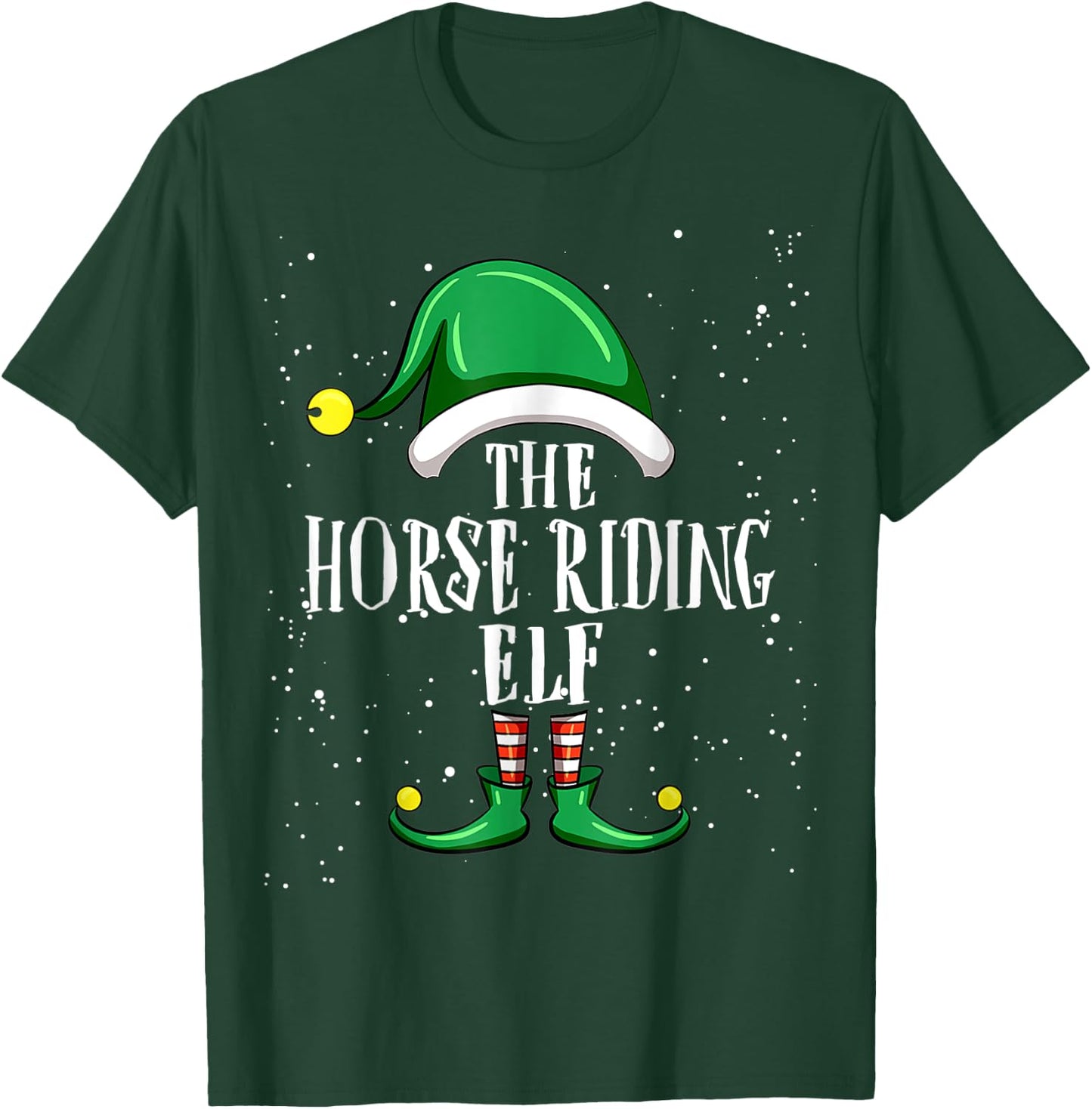 Horse Riding Elf Group Matching Family Christmas Funny T-Shirt - T-Shirt | Forest