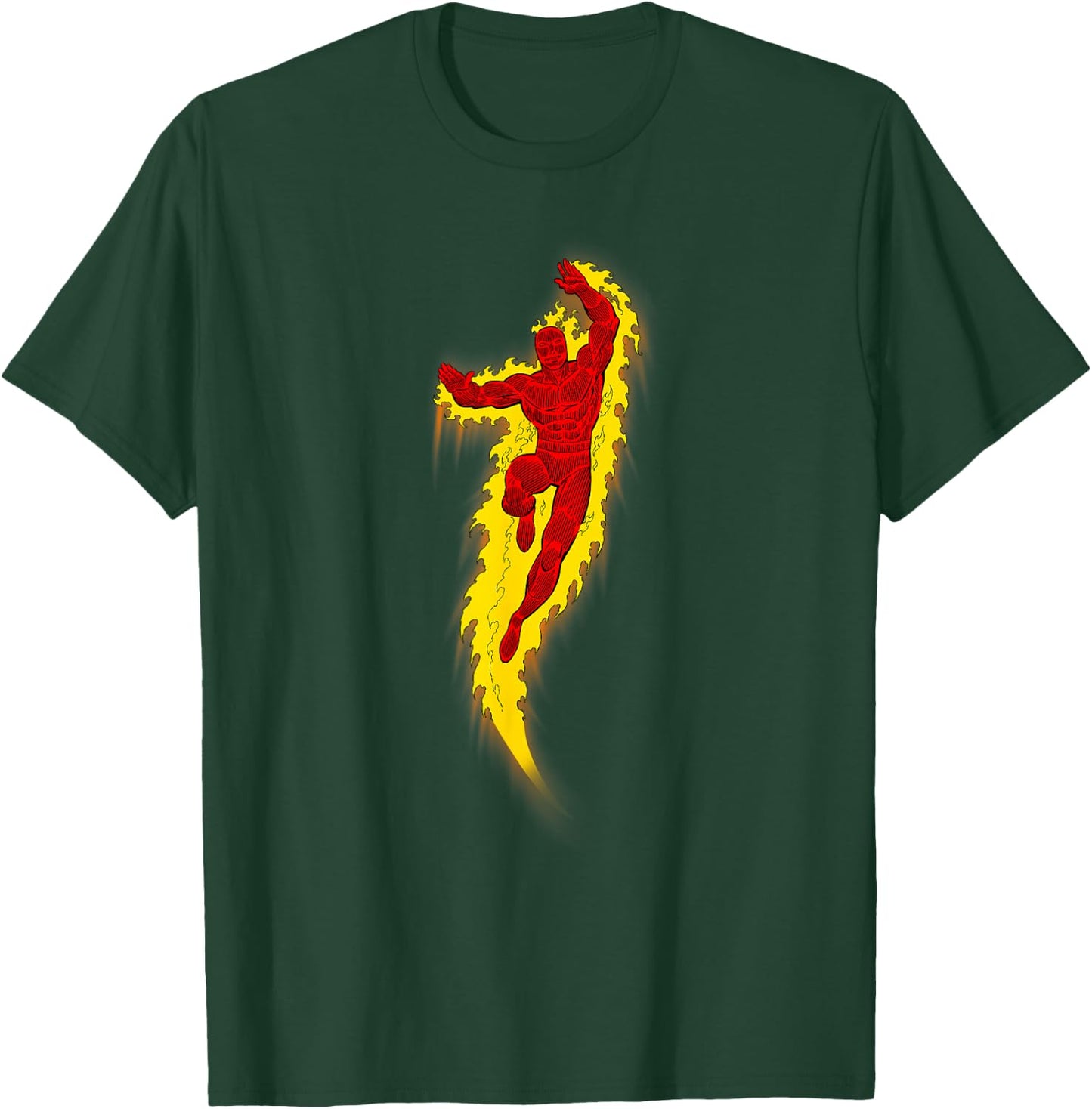 Marvel Fantastic Four The Human Torch Retro Looks Poster T-Shirt - T-Shirt | Forest