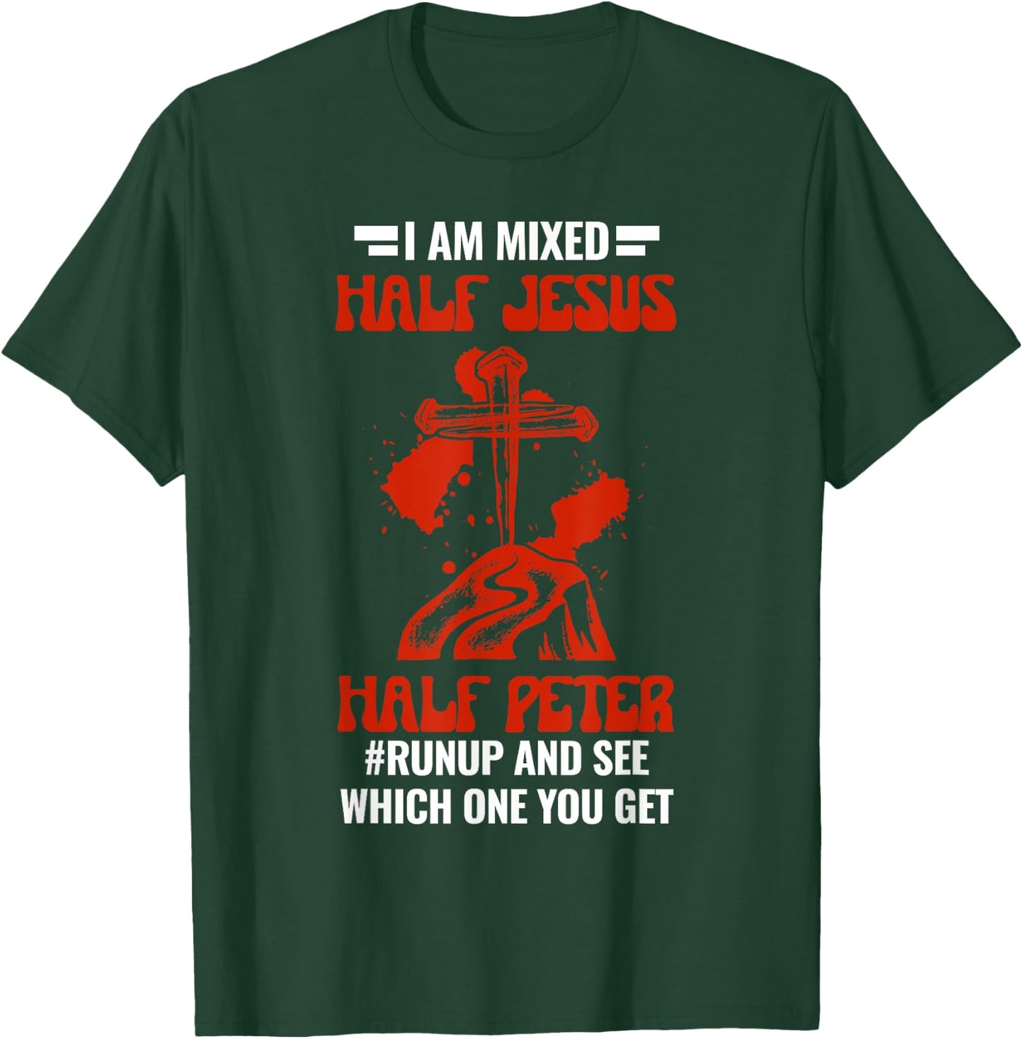 Mixed Half Jesus and Half Peter Christians T-Shirt - T-Shirt | Forest