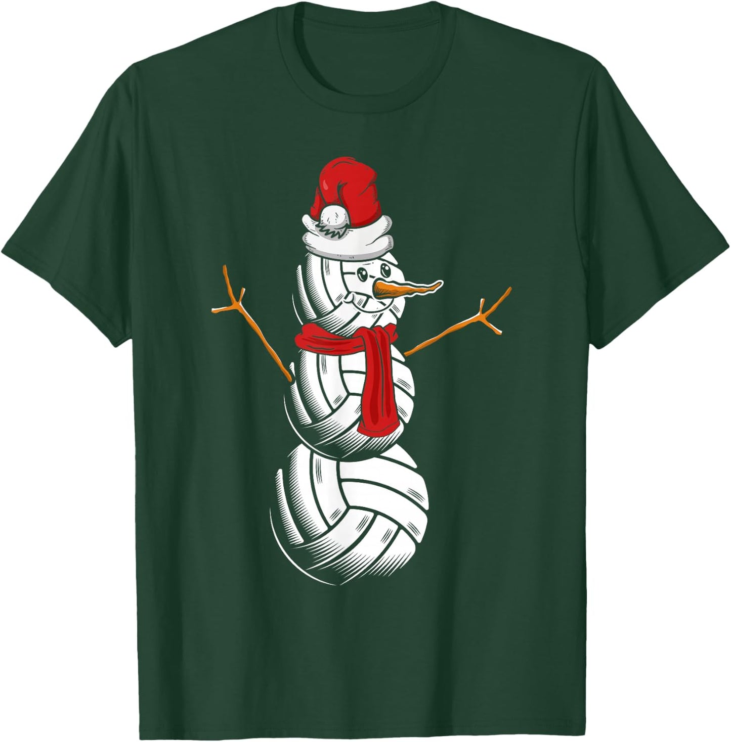 Volleyball Player Snowman Merry Xmas Christmas Day T-Shirt - T-Shirt | Forest