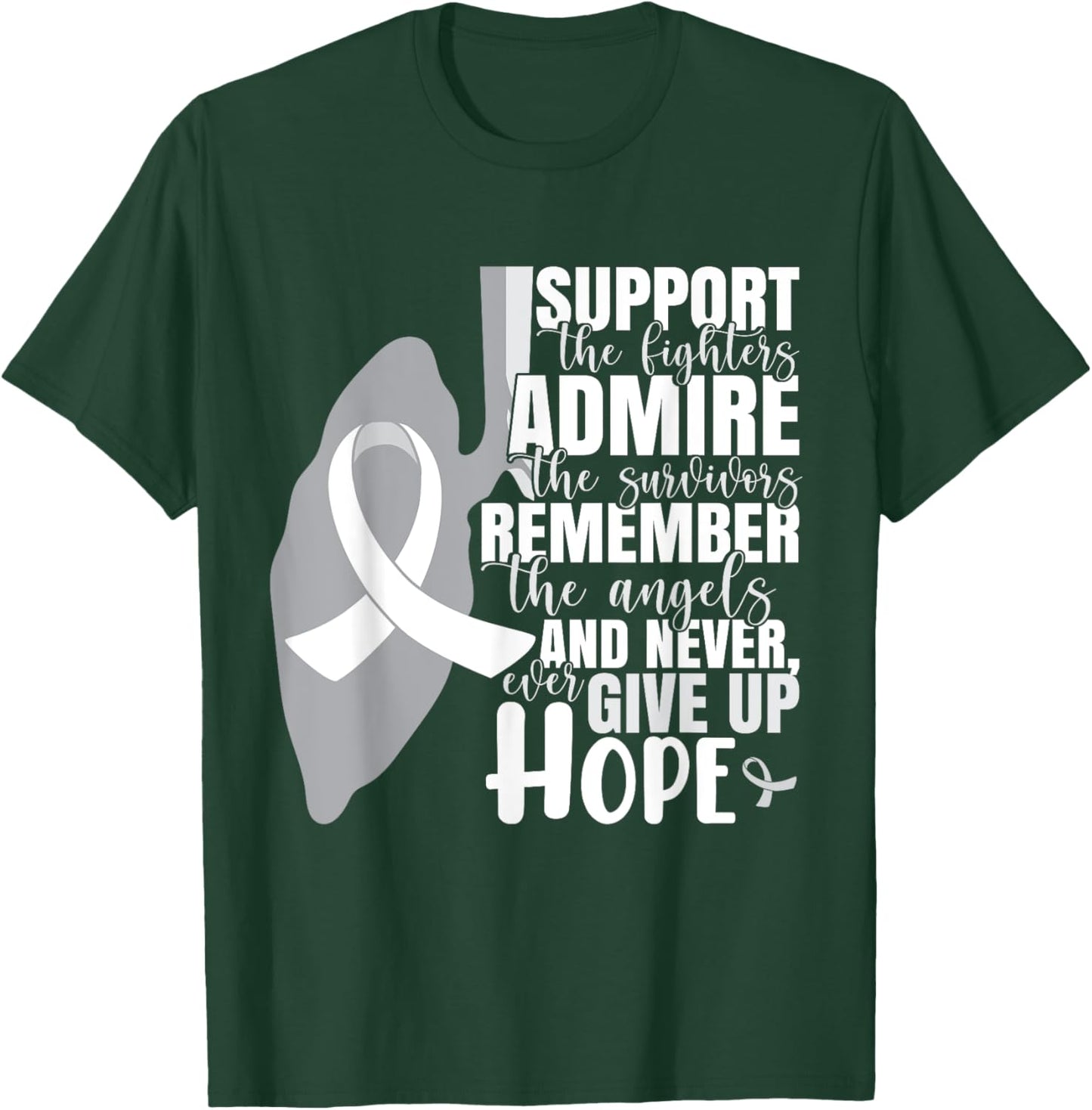 White Ribbon Lung Cancer Warrior T-Shirt - T-Shirt | Forest