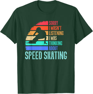 Speed Skating Retro Vintage Ice Skater Long Track Racing T-Shirt - T-Shirt | Forest