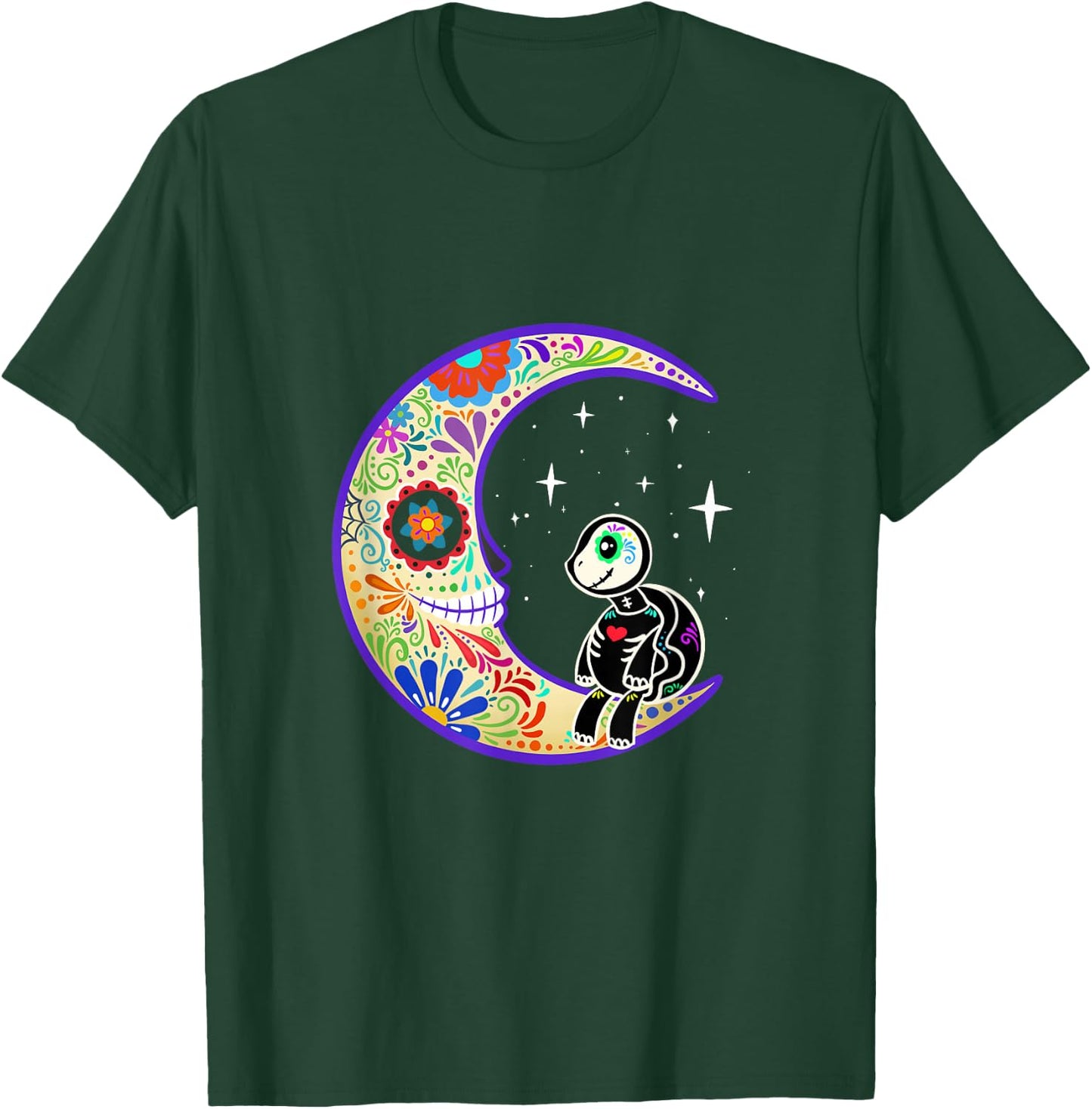 Turtle Dia de Los Muertos Skeleton Sugar Skull T-Shirt - T-Shirt | Forest